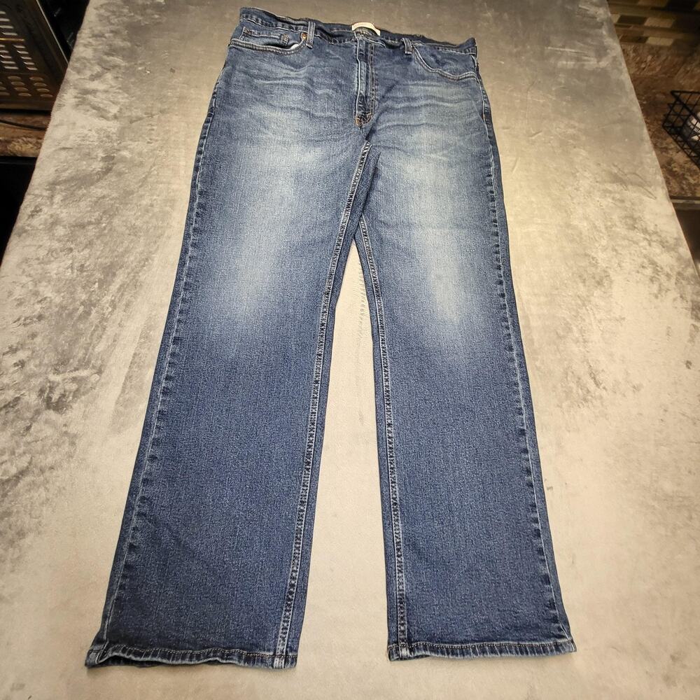 Levi Strauss Signature Jeans Mens 42x32 Blue Medium Wash Straight Relaxed
